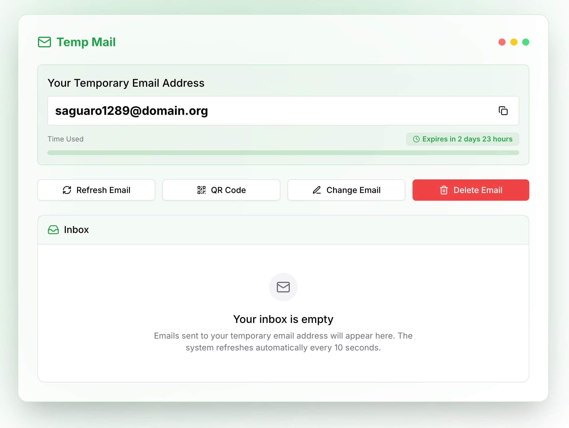 Temp Email Inbox Actions